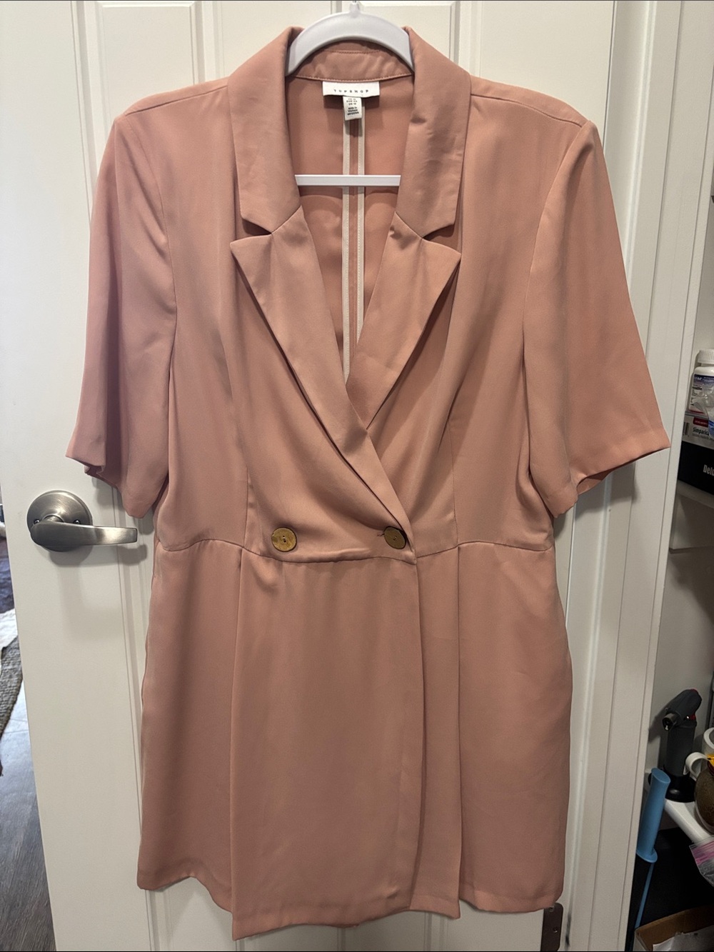 Topshop Blush Pink Button Skort Romper Playsuit